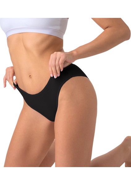 Pamuklu Kadın Fitilli Slip Külot 5 Li Set Siyah Paket Normal Bel indirimleri