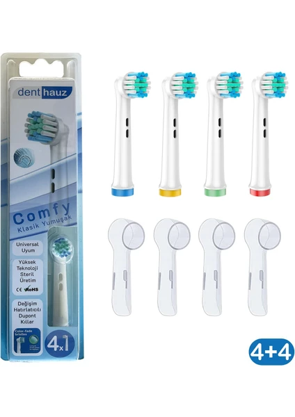 Comfy - Klasik Yumuşak Oral-B Uyumlu Diş Fırçası Başlığı + Fırça Koruma Kapağı