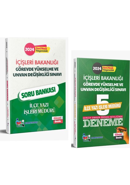 2024 İçişleri Bakanlığı GYS ve Ünvan Değişikliği İlçe Yazı İşleri Müdürü 2'li Set Soru Bankası - 5'li Deneme