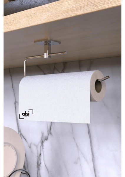 Yapışkanlı Gümüş Rulo Havluluk Wc Kağıtlık ve Çember Havluluk Banyo Mutfak 3'lü Set