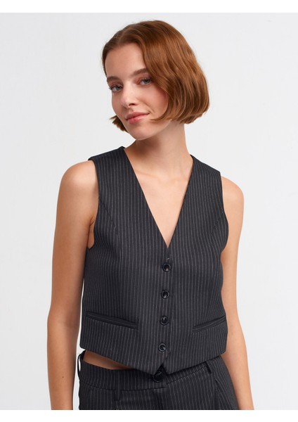 60525 Düğmeli Yelek-Antrasit