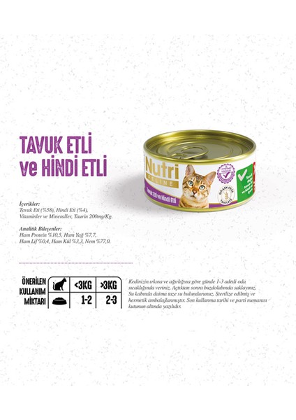 85 gr Tavuk Hindi Etli 6 Adet Yaş Kedi Maması