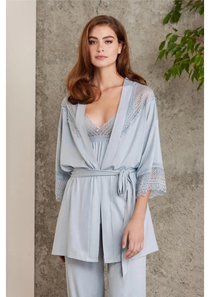 Kadın 2820 Dantelli Penye 3'lü Kadın Pijama Takımı