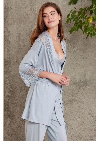 Kadın 2820 Dantelli Penye 3'lü Kadın Pijama Takımı