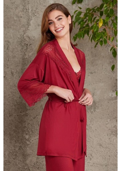 Kadın 2820 Dantelli Penye 3'lü Kadın Pijama Takımı
