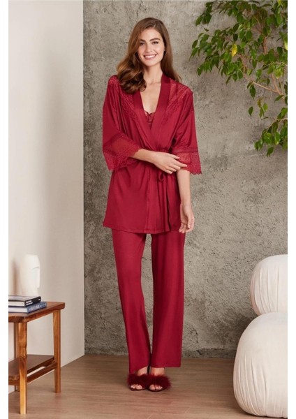 Kadın 2820 Dantelli Penye 3'lü Kadın Pijama Takımı