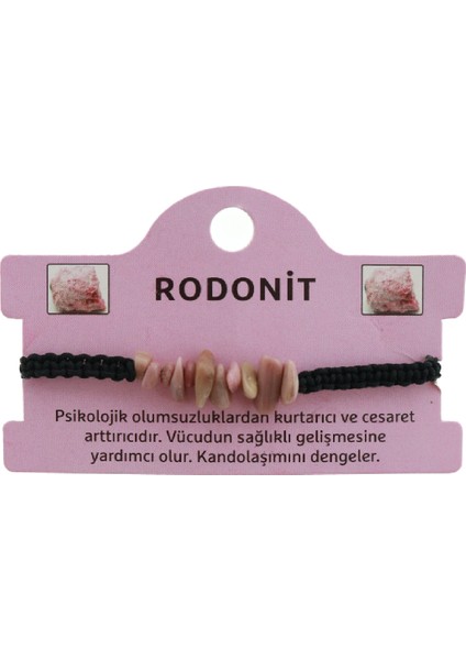 Rodonit Doğal Kırık Taşlı Ayarlanabilir Ipli Doğal Taş Bileklik