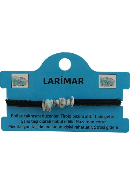 Larimar Doğal Kırık Taşlı Ayarlanabilir Ipli Doğal Taş Bileklik