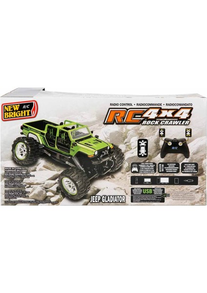 1:14 4 x 4 Rock Crawler Jeep Gladiator Uzaktan Kumandalı Araba Yeşil