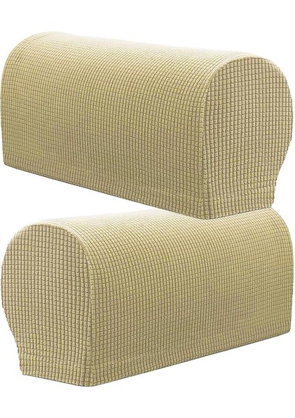 2 Kalınlaştırılmış Kolçak Kapakları Polyester Sandalye Koltuk Kolları Koruyucular Bej (Yurt Dışından)