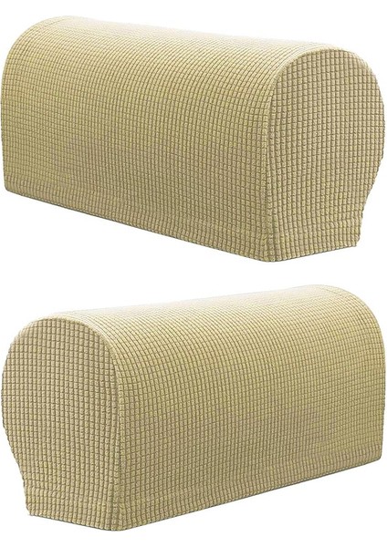2 Kalınlaştırılmış Kolçak Kapakları Polyester Sandalye Koltuk Kolları Koruyucular Bej (Yurt Dışından)