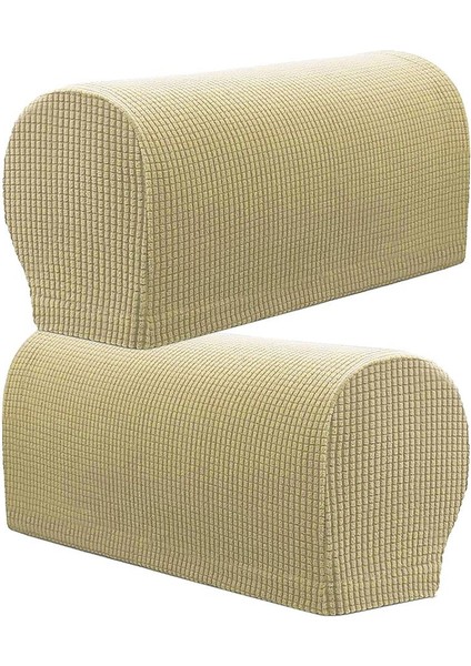2 Kalınlaştırılmış Kolçak Kapakları Polyester Sandalye Koltuk Kolları Koruyucular Bej (Yurt Dışından)