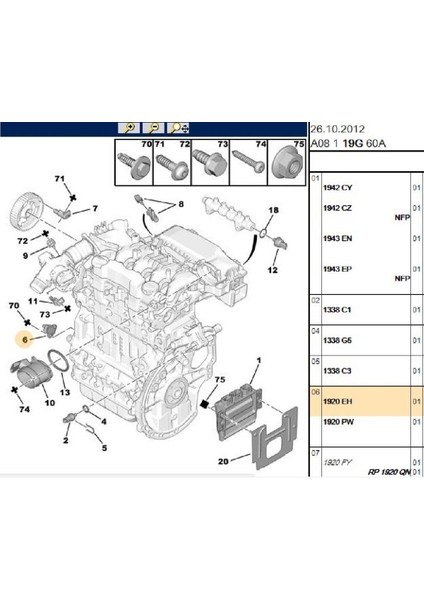 Krank Sensörü Berlingo C1 C2 C3 C4 C5 107 206 307 407 Partner Dw4 (1920EH-1074612B1)