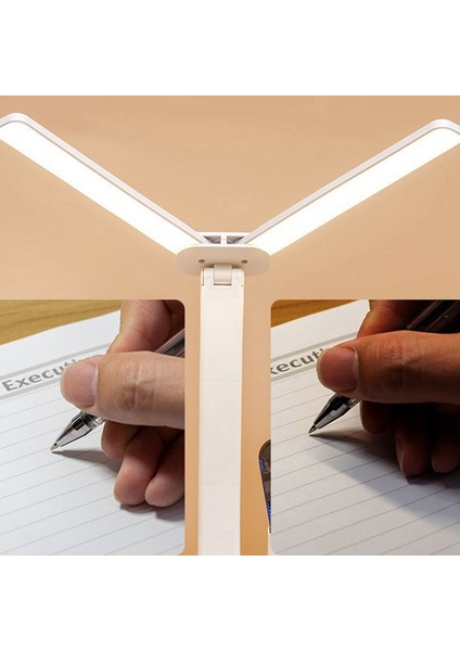 Çift Başlı LED Masa Lambası 3 Seviye Dokunmatik Kısılabilir Katlanır Göz Koruması Masa Lambası 3600 Mah USB Şarj (Yurt Dışından)