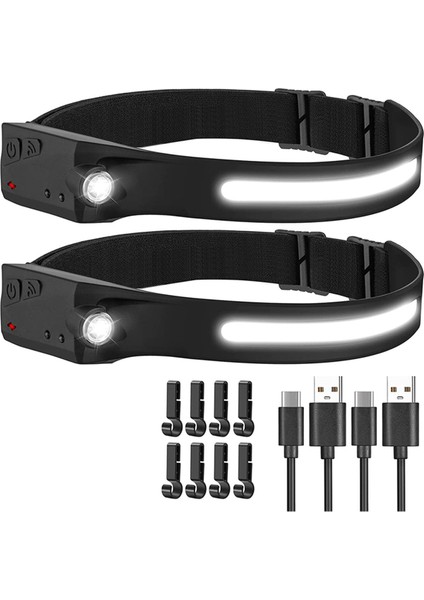 Paket LED Far El Feneri, 2cob 230 Derece Geniş Huzmeli Far, Hareket Sensörlü Kafa Işık Lambası Koşu Için (Yurt Dışından)