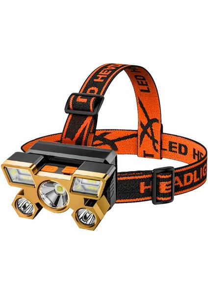 Dahili Pil ile 5 LED Far Taşınabilir USB Şarj Edilebilir El Feneri Fener Far Açık Kamp Far Açık Çalışma Lambası Çalışma Gece Işıkları (Yurt Dışından)