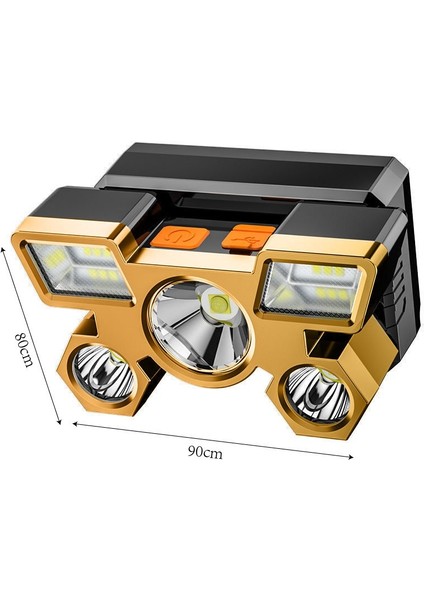 Dahili Pil ile 5 LED Far Taşınabilir USB Şarj Edilebilir El Feneri Fener Far Açık Kamp Far Açık Çalışma Lambası Çalışma Gece Işıkları (Yurt Dışından)