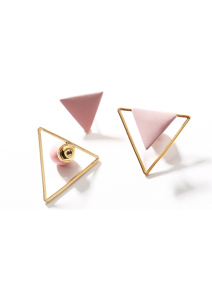Pembe Geometrik Üçgen Moda Küpeler, Basit ve Çok Yönlü (Yurt Dışından)