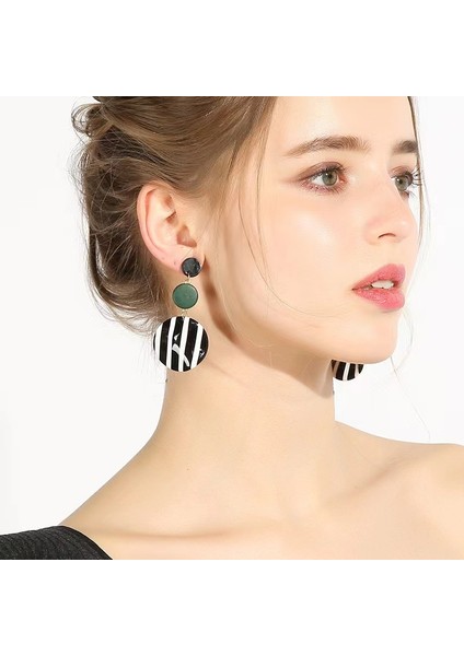 Çizgili Tasarımlı Uzun Geometrik Küpeler Moda Küpeler (Yurt Dışından)