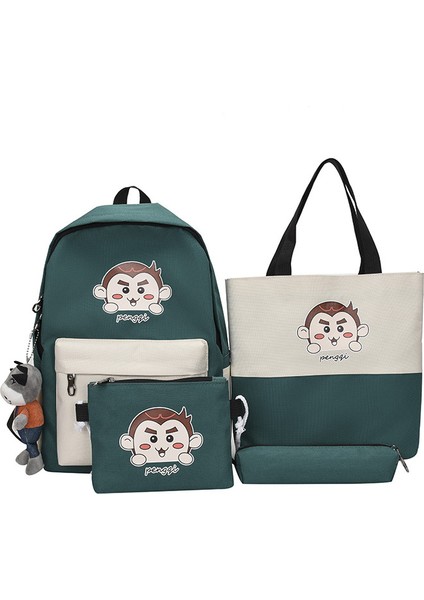 Ilkokul Okul Çantası Dört Parçalı Yeni Büyük Kapasiteli Sırt Çantası Kadın Ders Çantası Kalem Çantası (Yurt Dışından)