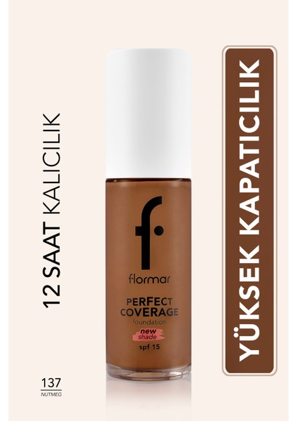 Perfect Coverage Yoğun Kapatıcı Su Bazlı Fondöten (Sıcak Alt Ton) -137 Nutmeg-8682536070676