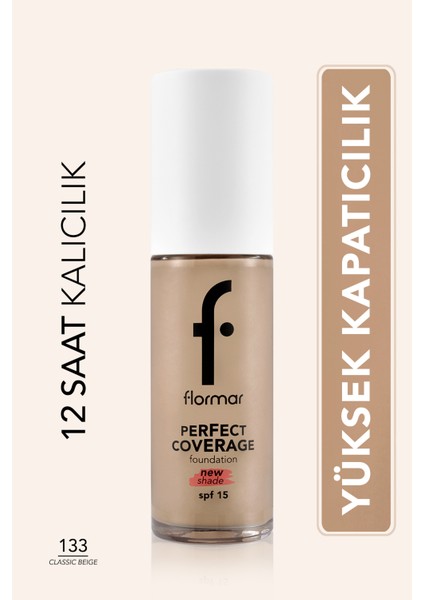 Perfect Coverage Yoğun Kapatıcı Su Bazlı Fondöten (Sıcak Alt Ton) -133 Classic Beige -8682536070591