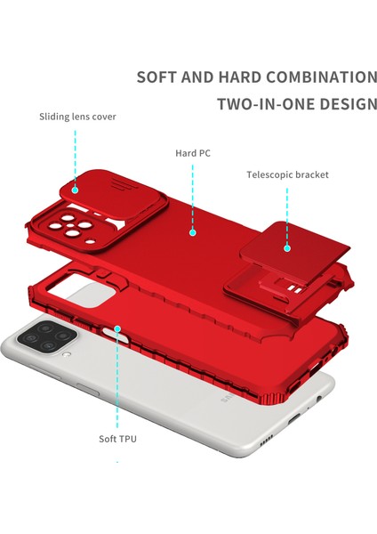 Samsung Galaxy A12 5g Kayar Kamera Kapaklı Sağlam Standı Telefon Kılıfı (Yurt Dışından)