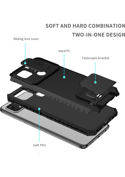Oppo A15 Kayar Kamera Kapaklı Sağlam Standı Telefon Kılıfı (Yurt Dışından)