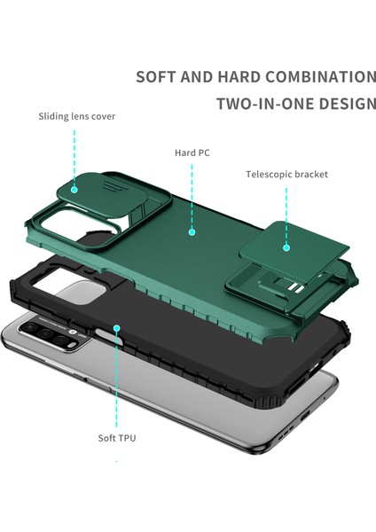 Xiaomi Poco M3 / Redmi 9t Kayar Kamera Kapaklı Sağlam Standı Telefon Kılıfı (Yurt Dışından) fırsatları