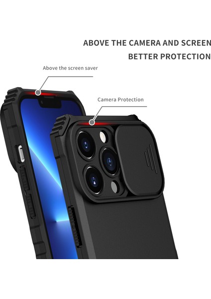 iPhone 13 Pro Max Kayar Kamera Kapaklı Sağlam Standı Telefon Kılıfı (Yurt Dışından)