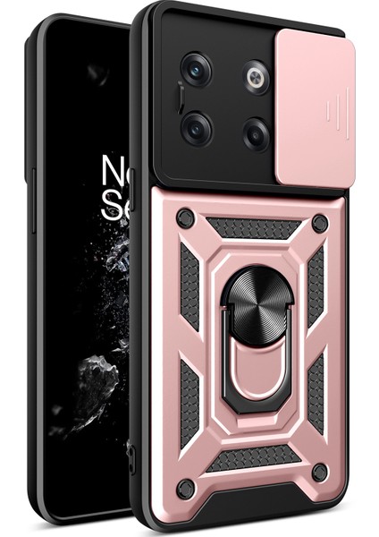 Oneplus 10T Için Halka Ayaklı ve Kayar Kamera Kapaklı Telefon Kılıf (Yurt Dışından)