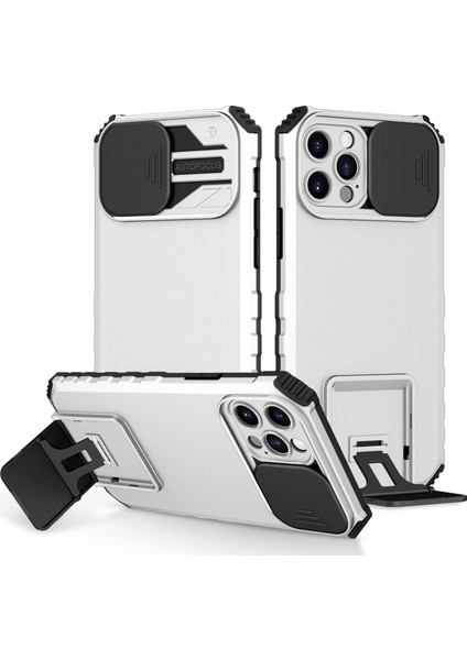 iPhone 12 Pro Max Kayar Kamera Kapaklı Sağlam Standı Telefon Kılıfı (Yurt Dışından)