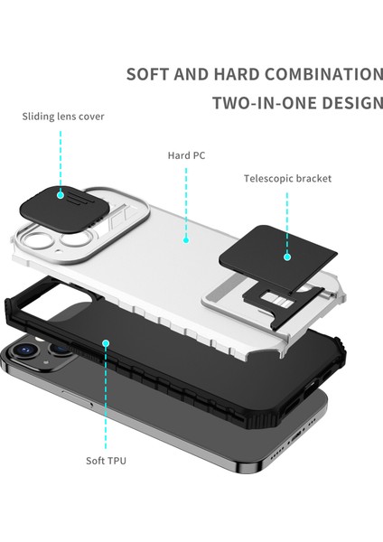 iPhone 12 Pro Max Kayar Kamera Kapaklı Sağlam Standı Telefon Kılıfı (Yurt Dışından)