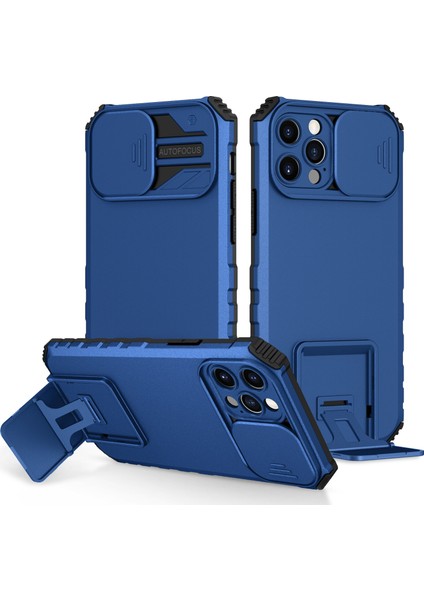 iPhone 12 Pro Kayar Kamera Kapaklı Sağlam Standı Telefon Kılıfı (Yurt Dışından)