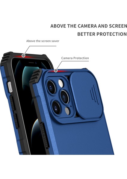 iPhone 12 Pro Kayar Kamera Kapaklı Sağlam Standı Telefon Kılıfı (Yurt Dışından)