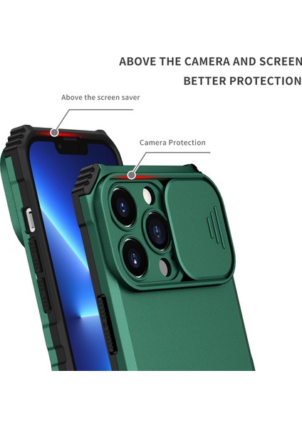iPhone 13 Pro Max Kayar Kamera Kapaklı Sağlam Standı Telefon Kılıfı (Yurt Dışından)