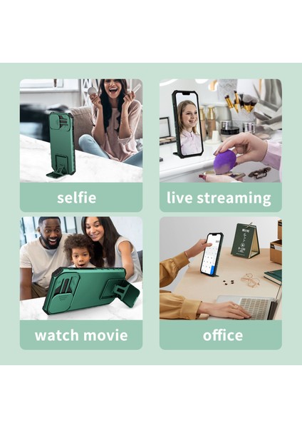 iPhone 12 Kayar Kamera Kapaklı Sağlam Standı Telefon Kılıfı (Yurt Dışından) modelleri