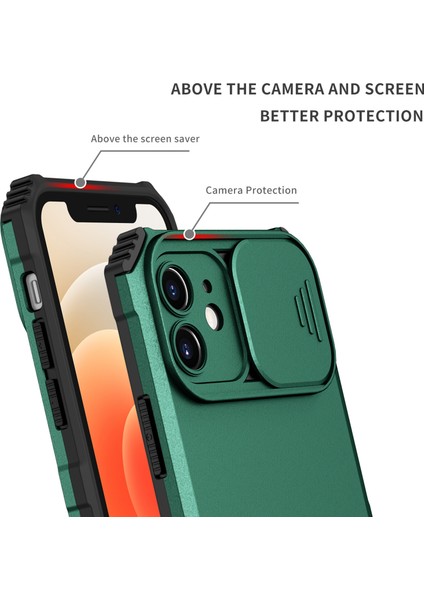 iPhone 12 Kayar Kamera Kapaklı Sağlam Standı Telefon Kılıfı (Yurt Dışından) indirimleri