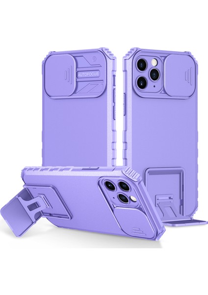 iPhone 11 Pro Kayar Kamera Kapaklı Sağlam Standı Telefon Kılıfı (Yurt Dışından)