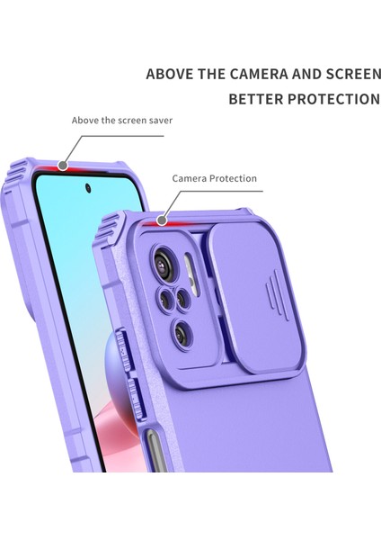 Xiaomi Redmi Note 10S / Note 10 4g Kayar Kamera Kapaklı Sağlam Standı Telefon Kılıfı (Yurt Dışından)