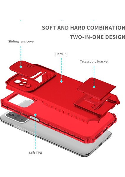 Xiaomi Redmi Note 10S / Note 10 4g Kayar Kamera Kapaklı Sağlam Standı Telefon Kılıfı (Yurt Dışından)