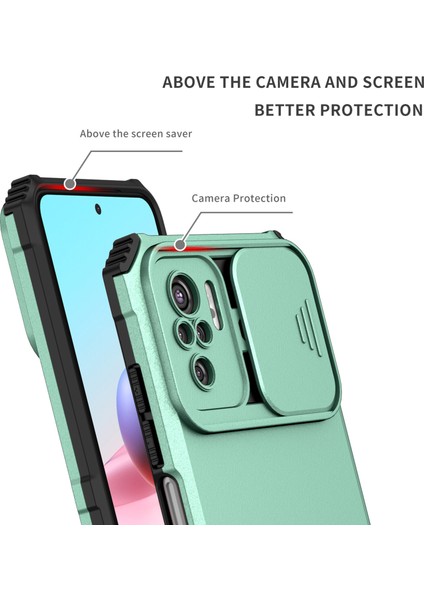 Xiaomi Redmi Note 10S / Note 10 4g Kayar Kamera Kapaklı Sağlam Standı Telefon Kılıfı (Yurt Dışından)