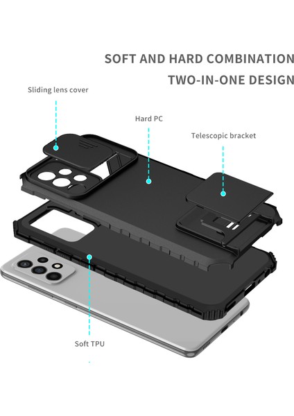 Samsung Galaxy A72 5g / A72 4g Kayar Kamera Kapaklı Sağlam Standı Telefon Kılıfı (Yurt Dışından)