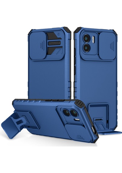 Xiaomi Redmi A1 Kayar Kamera Kapaklı Sağlam Standı Telefon Kılıfı (Yurt Dışından)