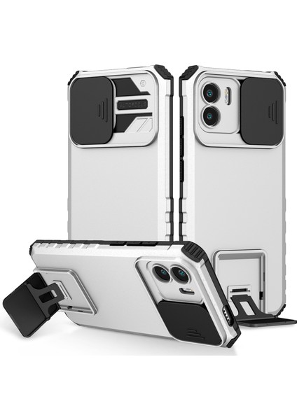 Xiaomi Redmi A1 Kayar Kamera Kapaklı Sağlam Standı Telefon Kılıfı (Yurt Dışından)