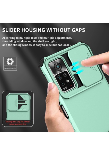 Xiaomi Redmi Note 11 Pro 5g/4g Kayar Kamera Kapaklı Sağlam Standı Telefon Kılıfı (Yurt Dışından)