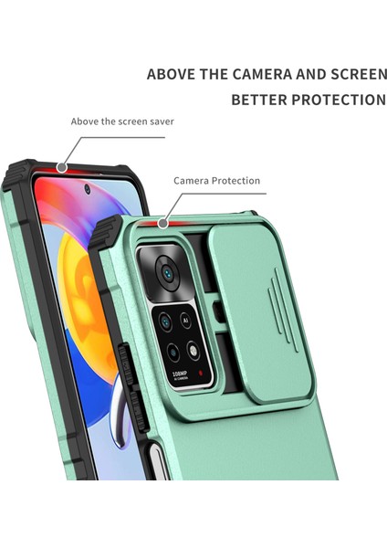 Xiaomi Redmi Note 11 Pro 5g/4g Kayar Kamera Kapaklı Sağlam Standı Telefon Kılıfı (Yurt Dışından)
