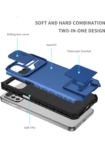 Motorola Moto G22 Kayar Kamera Kapaklı Sağlam Standı Telefon Kılıfı (Yurt Dışından) fırsatları