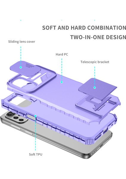 Motorola Moto G22 Kayar Kamera Kapaklı Sağlam Standı Telefon Kılıfı (Yurt Dışından) fırsatları