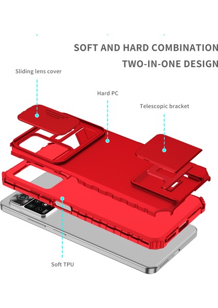 Xiaomi Redmi Note 11 Pro 5g/4g Kayar Kamera Kapaklı Sağlam Standı Telefon Kılıfı (Yurt Dışından)